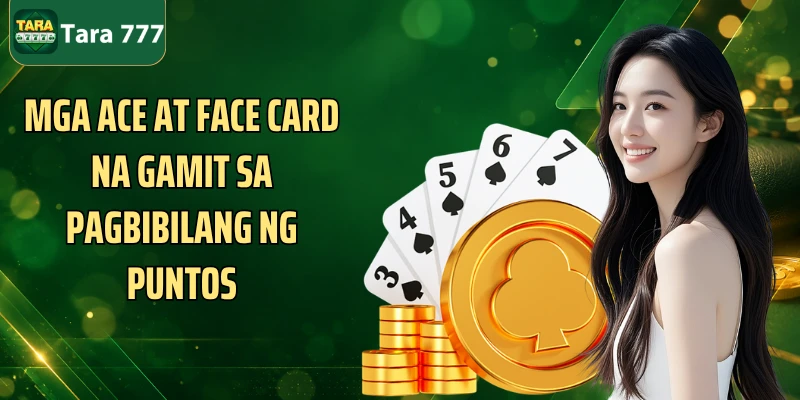 Mga Ace at face card na gamit sa pagbibilang ng puntos