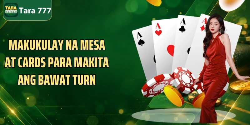 Makukulay na mesa at cards para makita ang bawat turn