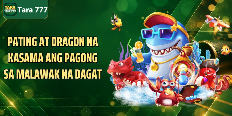 Pating at dragon na kasama ang pagong sa malawak na dagat
