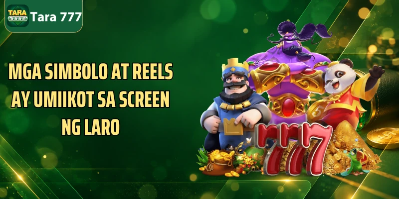 Mga simbolo at reels ay umiikot sa screen ng laro